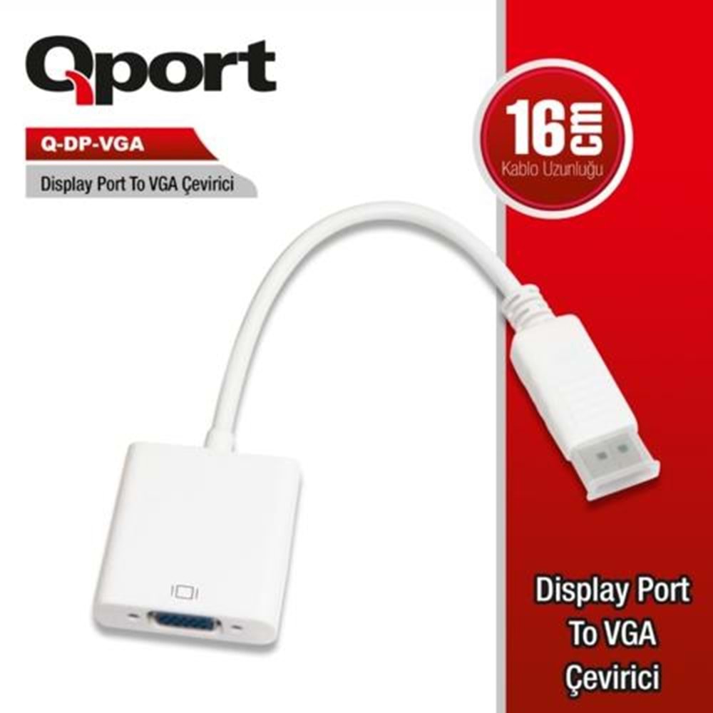 Aksesuar Qport Q-DP-Vga Display Port To Vga Çevirici