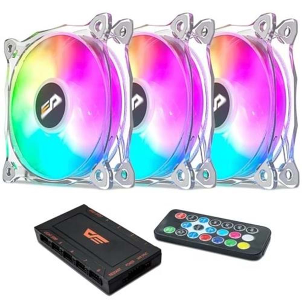 DARKFLASH CF8 PRO 3pin A-RGB 3x12cm 3LU KASA FANI + Kontrolcü + Uzakta