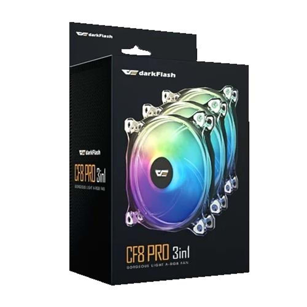 DARKFLASH CF8 PRO 3pin A-RGB 3x12cm 3LU KASA FANI + Kontrolcü + Uzakta