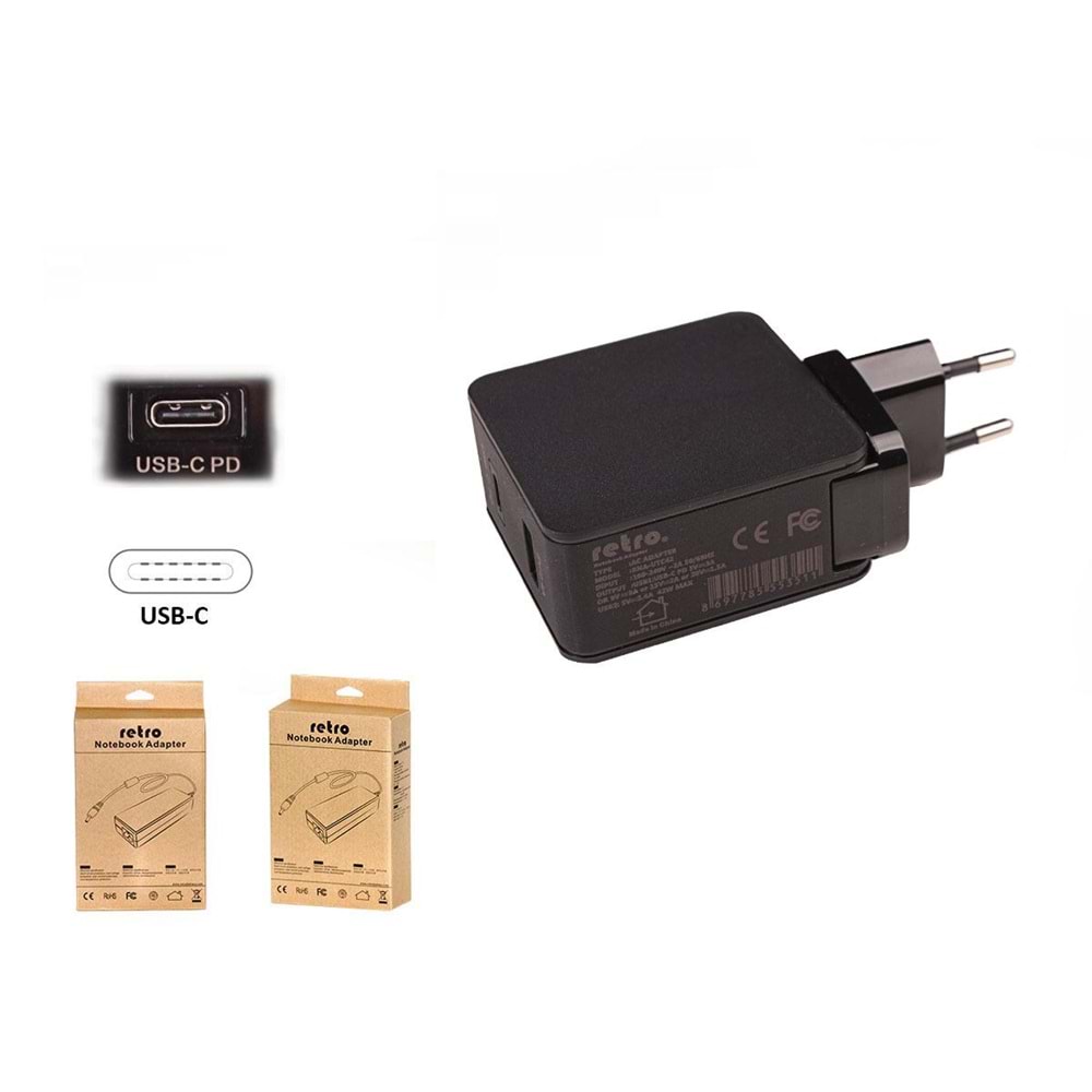 ADAPTOR DCA-UTC72 60W USB-C PD + 12W USB 2-in-1 Adaptör