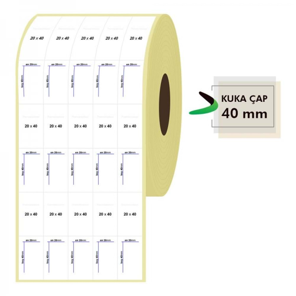 RULO KAĞIT TERMAL ETİKET 20mm X 40mm 5 SIRA 4550 ADET