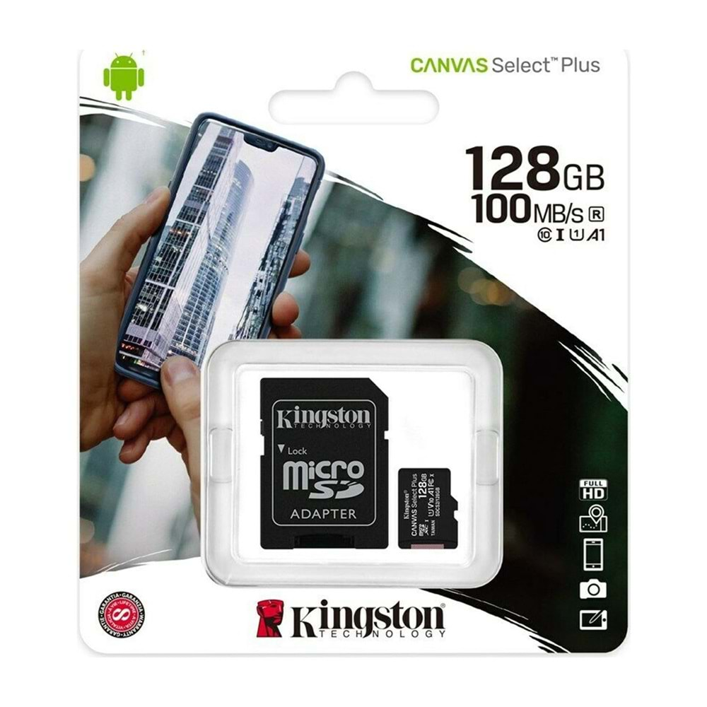 BELLEK KINGSTON 128GB MICRO SD CL10 SDCS2/128GB 100MB/s UHS-I, U1, V10