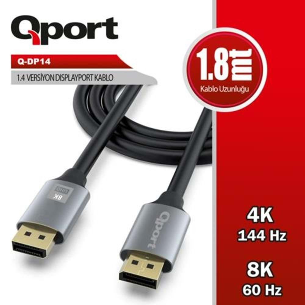 KABLO QPORT Q-DP14 1.8M DISPLAY PORT 4K 3840x2160