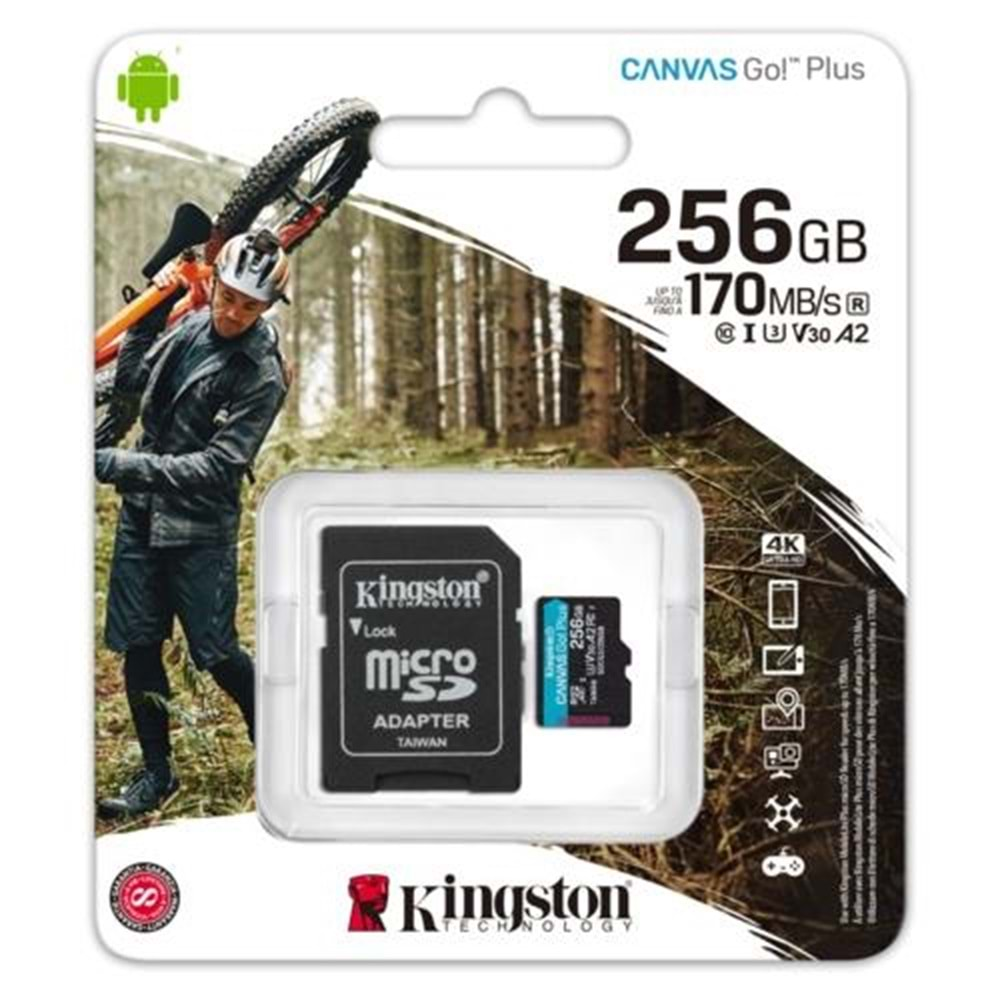 KINGSTON 256GB MICRO SD SDCG3/256GB 170/90MB/s UHS-I, U3, V30, A2