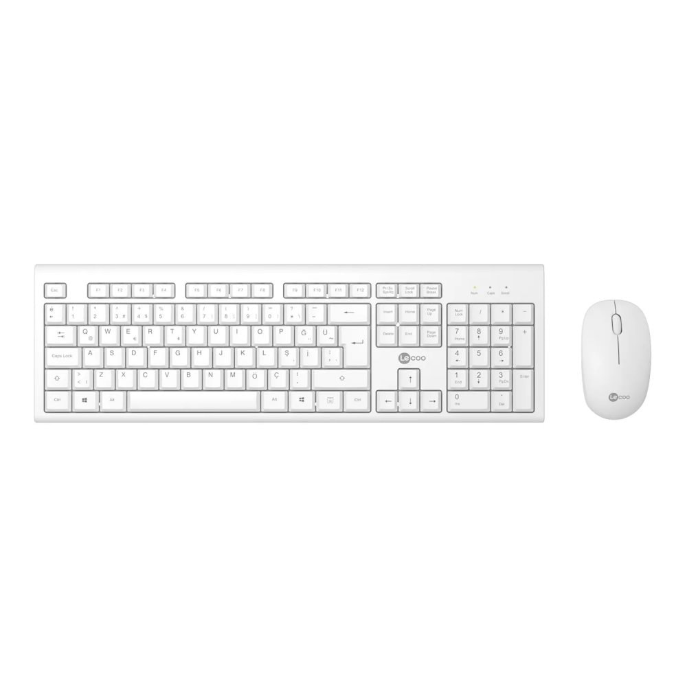 KLAVYE MOUSE SET LECOO KW200 KABLOSUZ BEYAZ TR LAYOUT