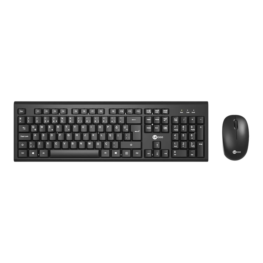 KLAVYE MOUSE SET LECOO KW200 KABLOSUZ SİYAH TR LAYOUT