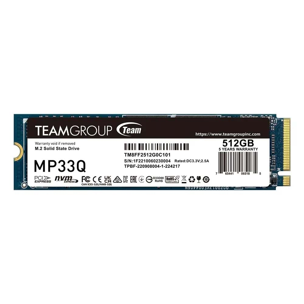 SSD TEAM MP33Q 512GB 2750/1350 Mb/s Nvme M.2 PCIe