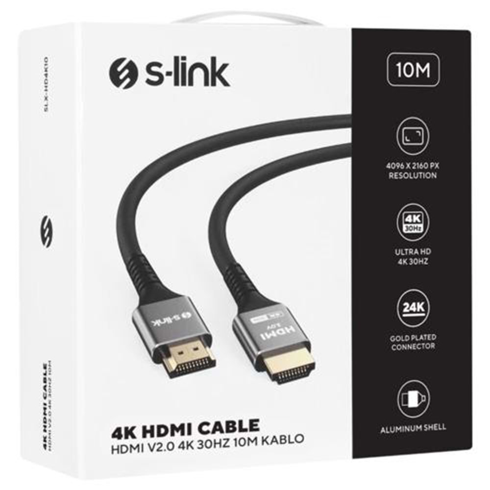 KABLO S-LINK SLX-HD4K10 HDMI 10MT Metal v2.0 4K(4096*2160)30Hz