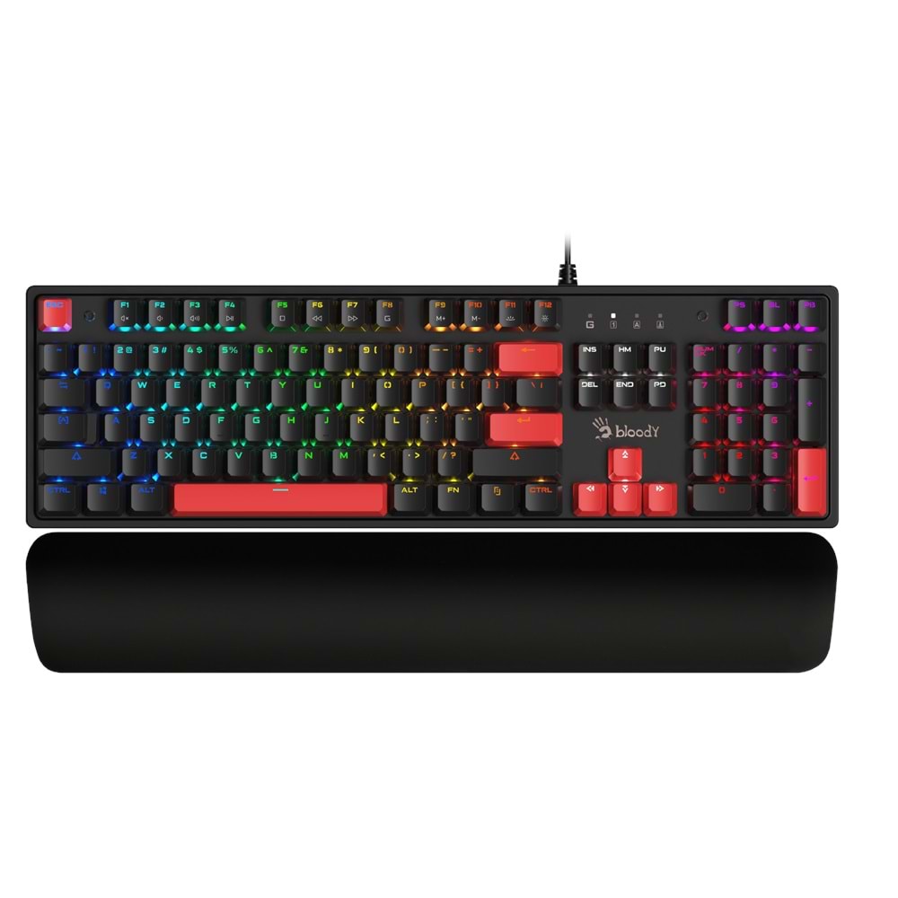 Bloody S515R F.Black QTr Usb Rgb Mekanik-Bmls Red Swıtch+Bilek Desteği