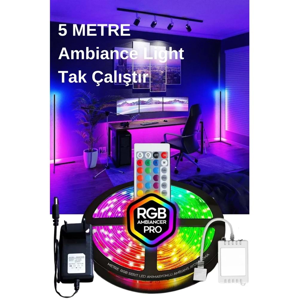 Rgb Led 16 Renk Varyasyonlu 1. Kalite 5 Metre Led