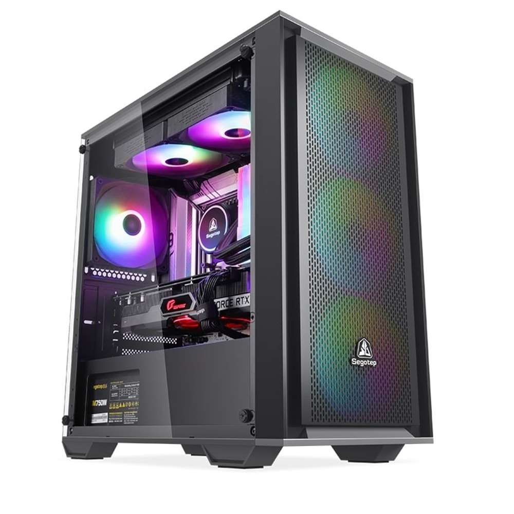 Kasa Segotep Gank 240-S Siyah 650W 80+ Midi Tower Kasa (ARGB Fan)