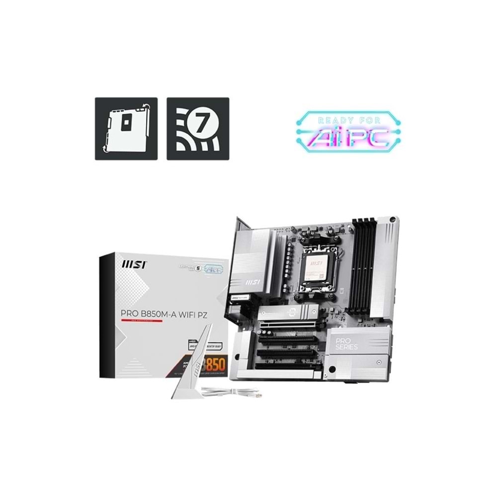 Msi Pro B850M-A WiFi Pz DDR5 Am5 Ddr5 8200MHz+(OC)MHz Wi-Fi 7 mATX