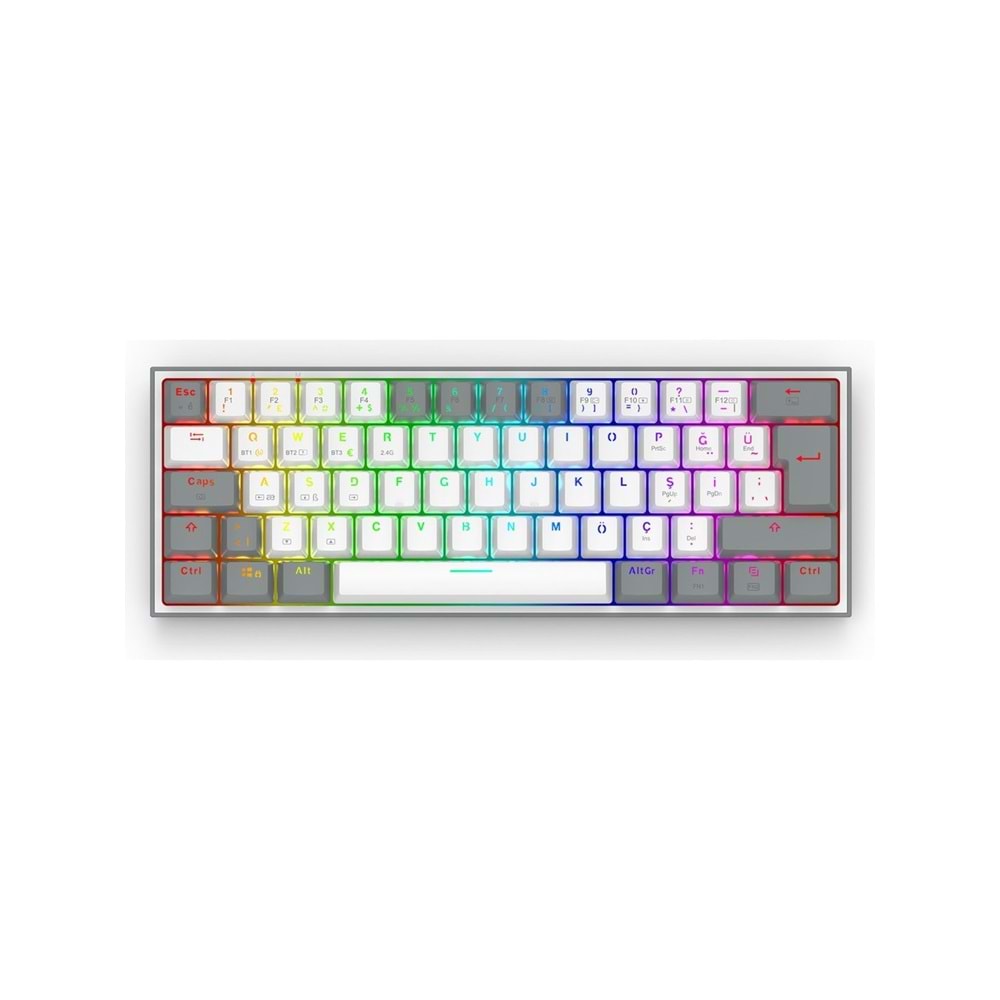 Redragon K616 Fizz Pro RGB Red Switch Kablosuz Beyaz / Gri Compact