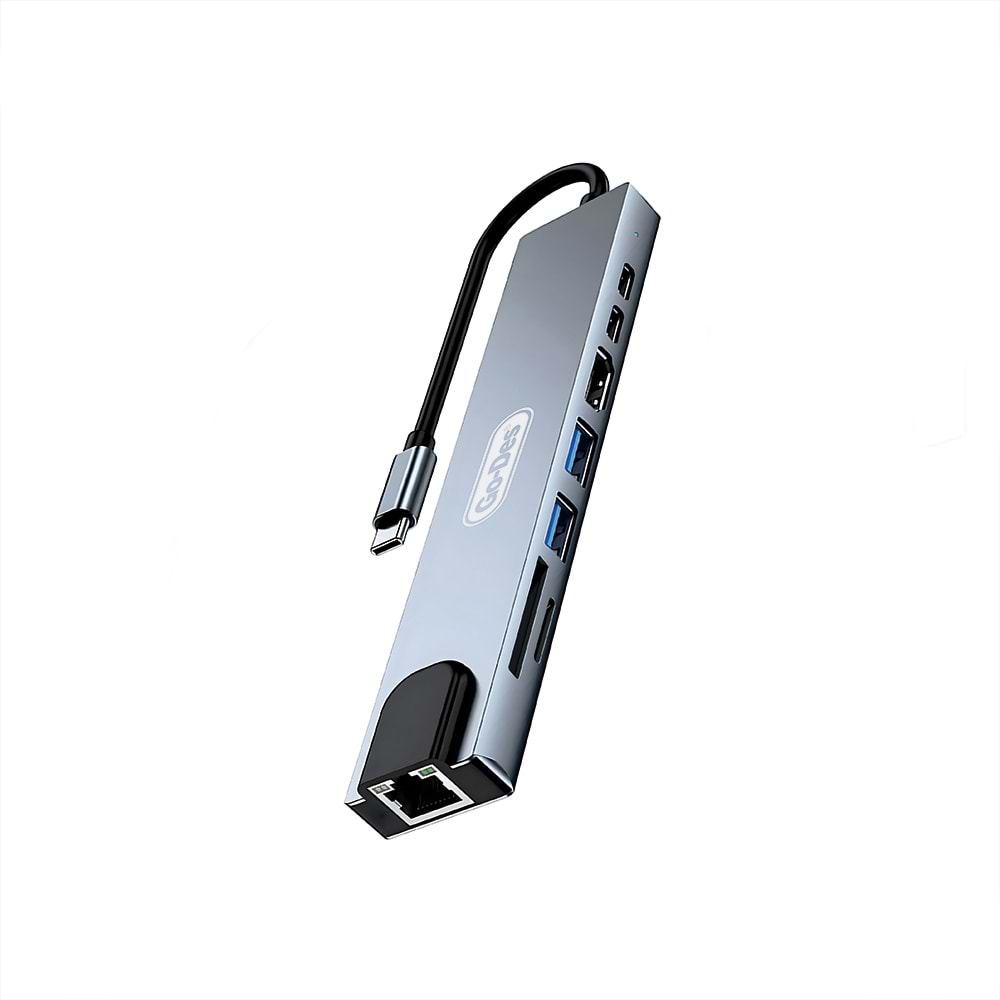 Go-Des GD-9218 Type-C 8in1 USB3.0+PD+Hdmi 4K Ultra HD+RJ45+SD/TF