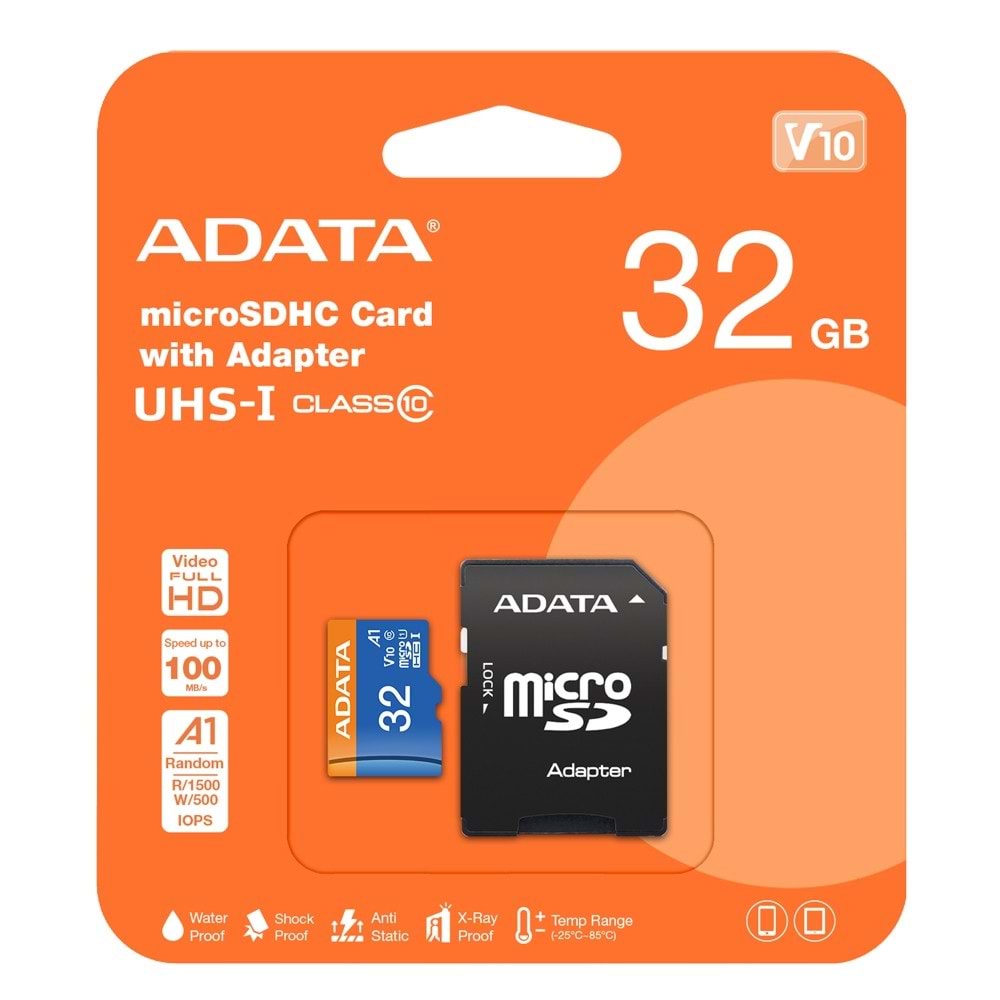 Bellek Adata Premier 32GB Micro SDHC U1/C10 AUSDH32GUICL10A1-RA1