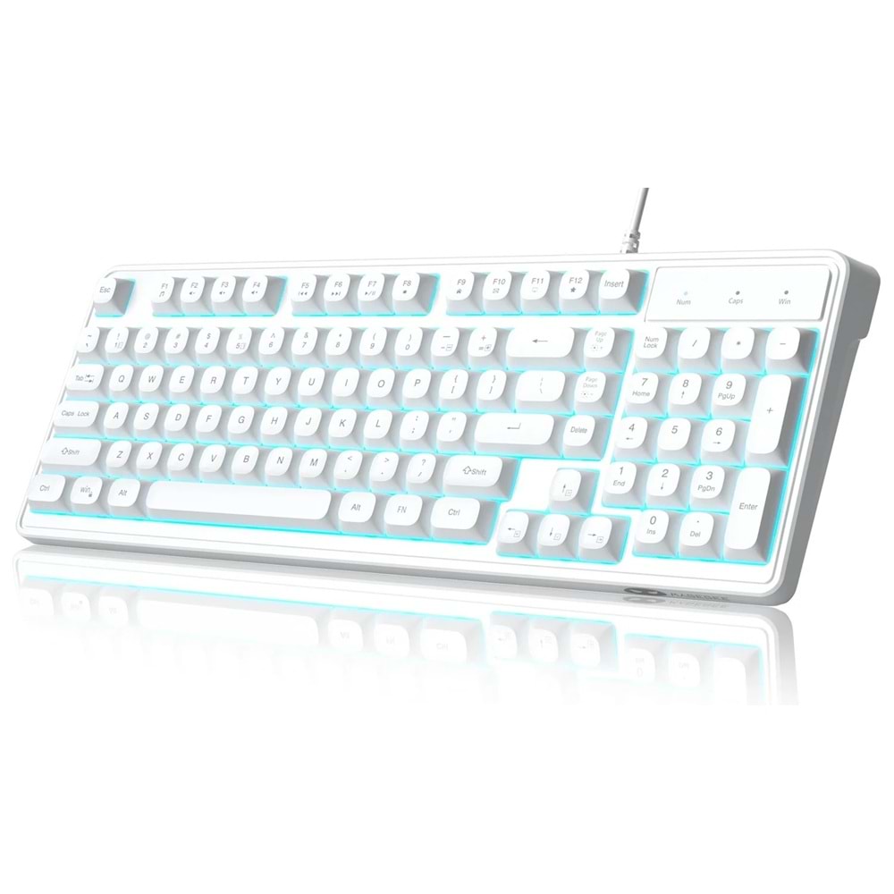 Klavye MageGee GK980 98 Tuş RGB Kablolu Membran Gaming Beyaz Tr Layout
