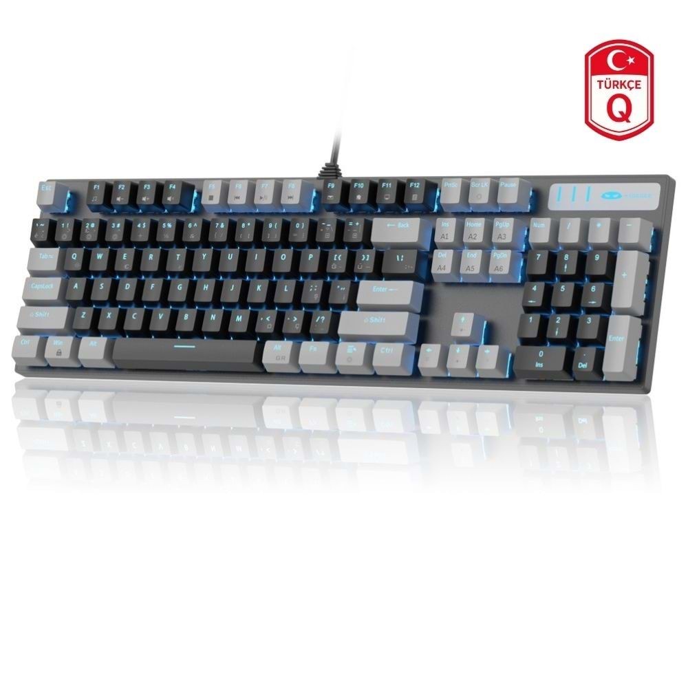 Klavye MageGee MK-STORM 104 Tuş Red Switch Kablolu Türkçe Q Gri-Siyah