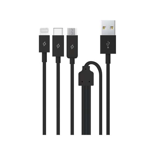 TTEC 2DK7521S Trio Şarj Kablosu Type-C,Lightning,Micro USB 120 cm