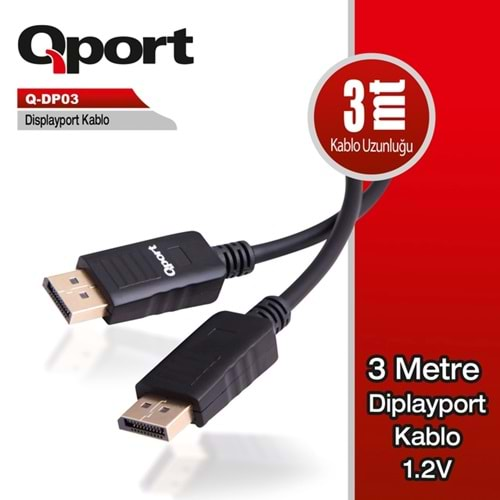 KABLO QPORT Q-DP03 3MT 1.2v DISPLAY PORT