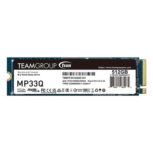 SSD TEAM MP33Q 512GB 2750/1350 Mb/s Nvme M.2 PCIe