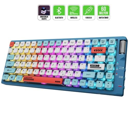 KLAVYE GAMEPOWER SENSE TKL RGB WIRELESS MEKANIK RED SWITCH TR LAYOUT