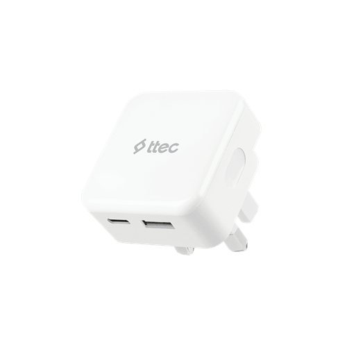 TTEC SMARTCHARGER DUO 2SCS25BUK USB-C/USB-A TRAVEL CHARGER