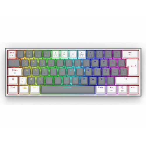 Redragon K616 Fizz Pro RGB Red Switch Kablosuz Gri / Beyaz Compact
