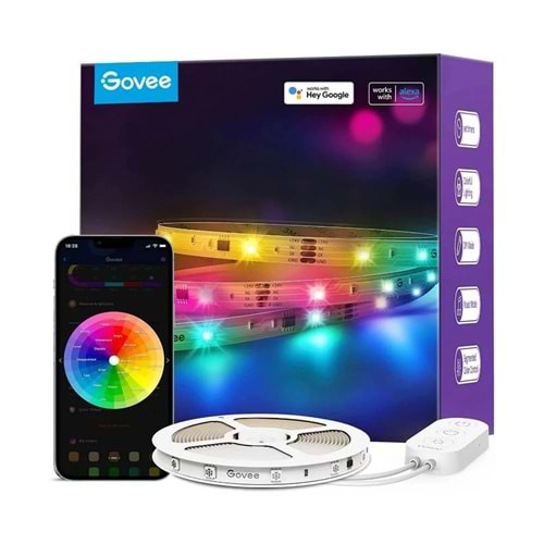 Govee RGBIC Basic Wi-Fi + Bluetooth LED Şerit Işıklar H618A3D1 5Mt