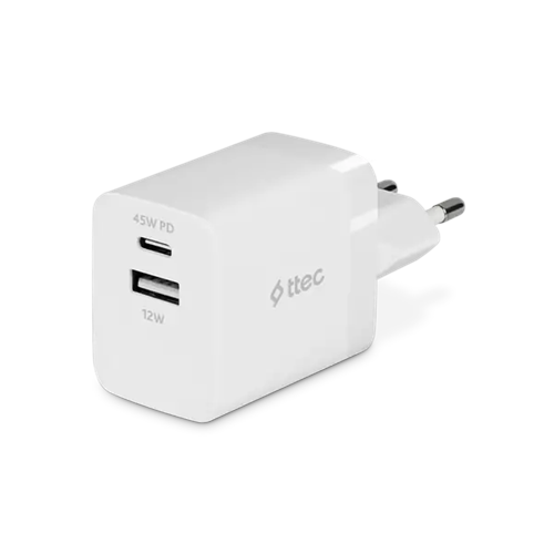 Ttec 2SCP02B SmartCharger Duo PD 45W Hızlı Şarj Aleti USB-C+USB-A