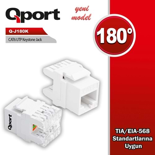 Qport Q-J180k CAT6 180 Derece Keystone Jack