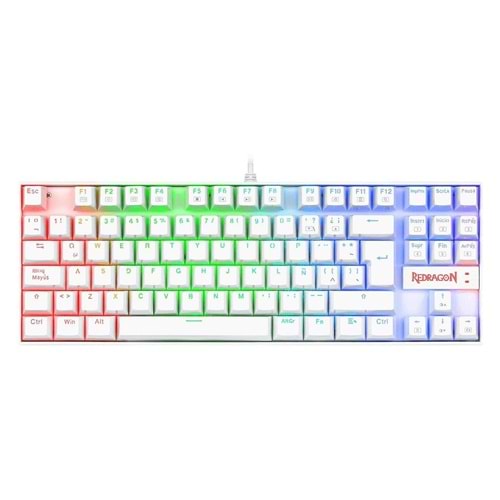 Redragon K552W-RGB Kumara Red Switch Rainbow TKL Mekanik Beyaz Kablolu
