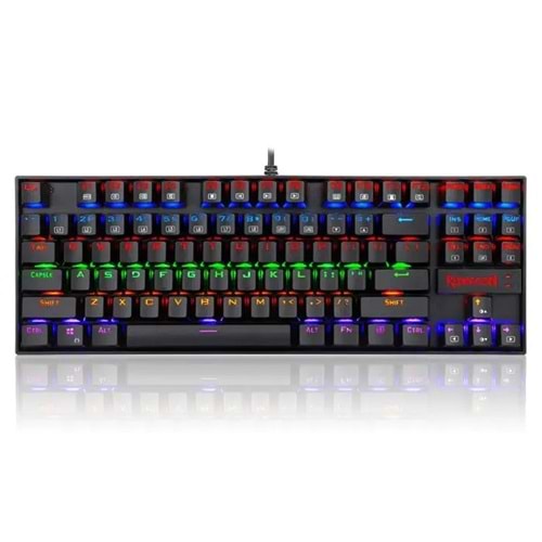Redragon K552-KR Kumara Red Switch Rainbow TKL Mekanik Siyah Kablolu