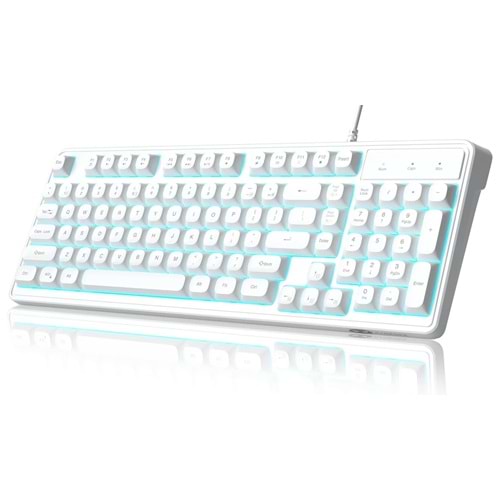 Klavye MageGee GK980 98 Tuş RGB Kablolu Membran Gaming Beyaz Tr Layout