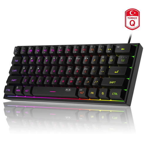 Klavye MageGee TS91 61 Tuş RGB Kablolu Siyah Membran Türkçe Q Gaming