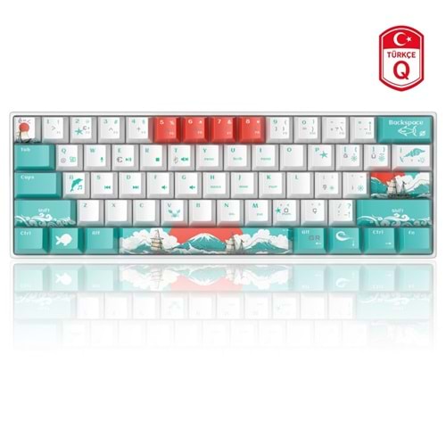 Klavye MageGee Star61 Waves Hot-Swap Kablolu Mekanik Beyaz Gaming