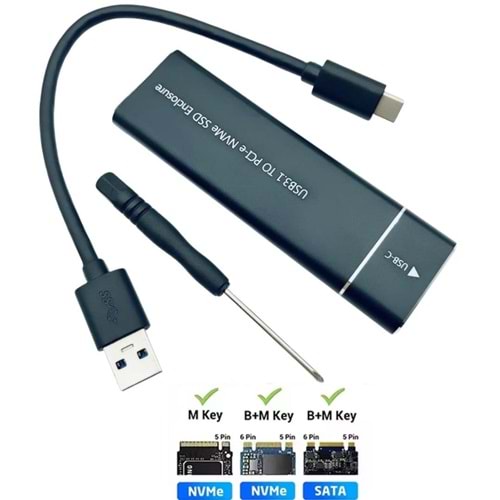USB 3.1 Type-C to M.2 PCIe NVMe SSD Kutusu