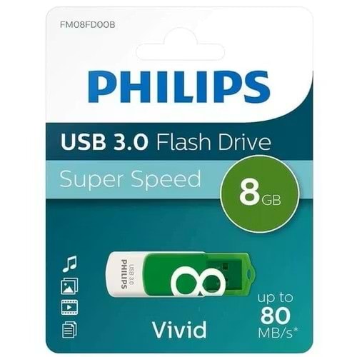 Usb Bellek Philips 8GB Vivid FM08FD00B USB3.0