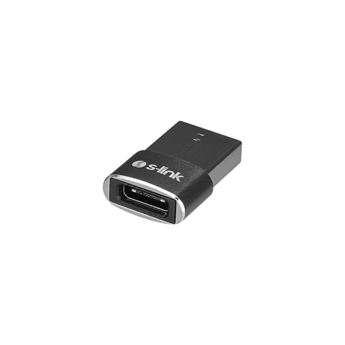 S-link SL-TA28M Siyah Type C F to USB M Metal Gövdeli OTG Çevirici
