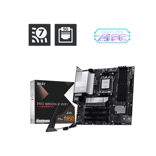 Anakart Msi Pro B850M-P Wifi7 Ddr5 8200+(OC)MHz mATX Am5