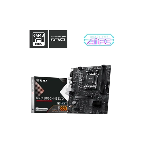 Anakart Msi Pro B850m-e Evo Ddr5 8200+(OC)MHz mATX Am5