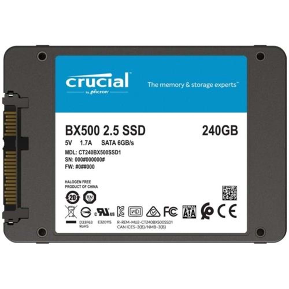 Ssd Crucial 240Gb Bx500 3Dnand Ct240Bx500Ssd1 540-500 Mb/S