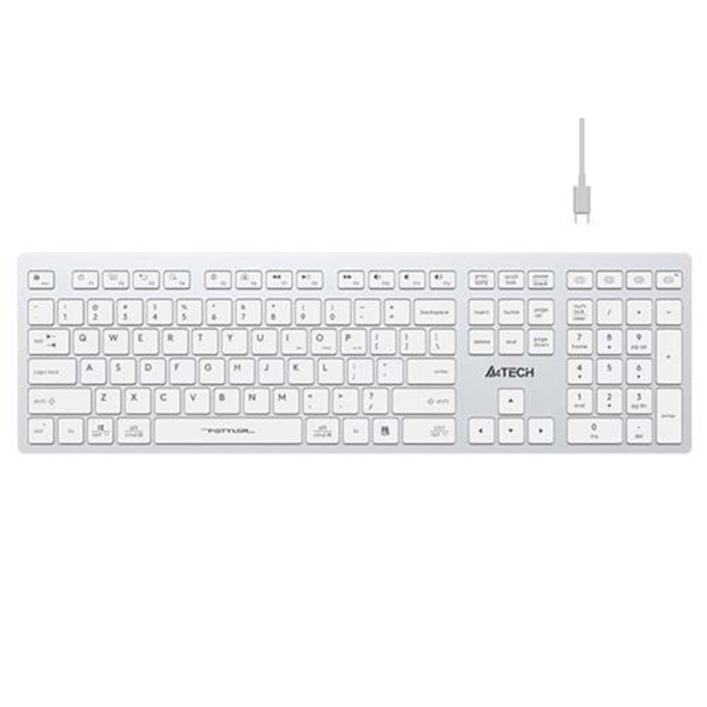 Klavye A4Tech Fbx50C Beyaz Bluetooth+2.4G Fn-Mm-Şarjlı Tr Layout