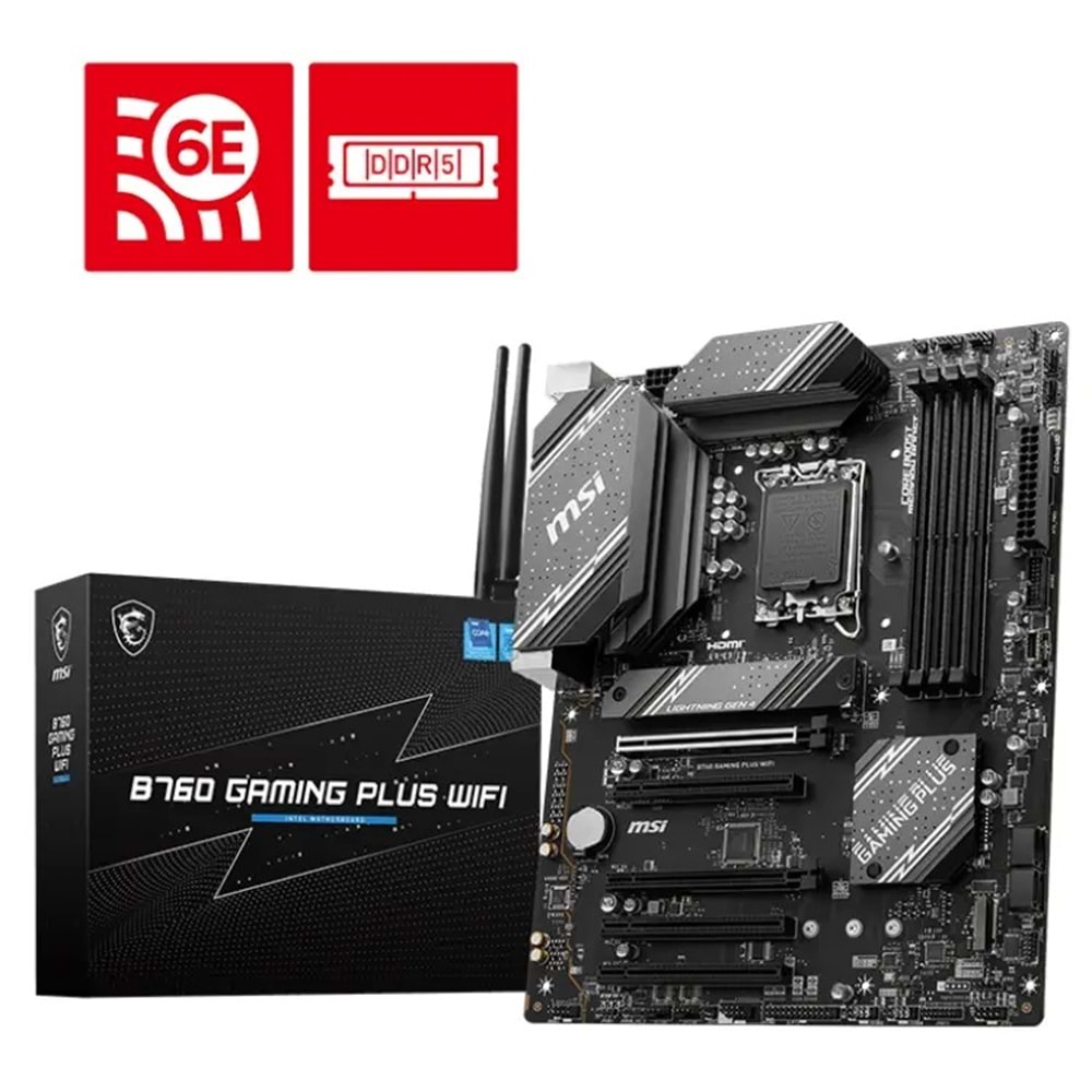 Msi B760 Gaming Plus Wifi Ddr5 6800(Oc) Usb3.2 Wi-Fi 6E Atx 1700p