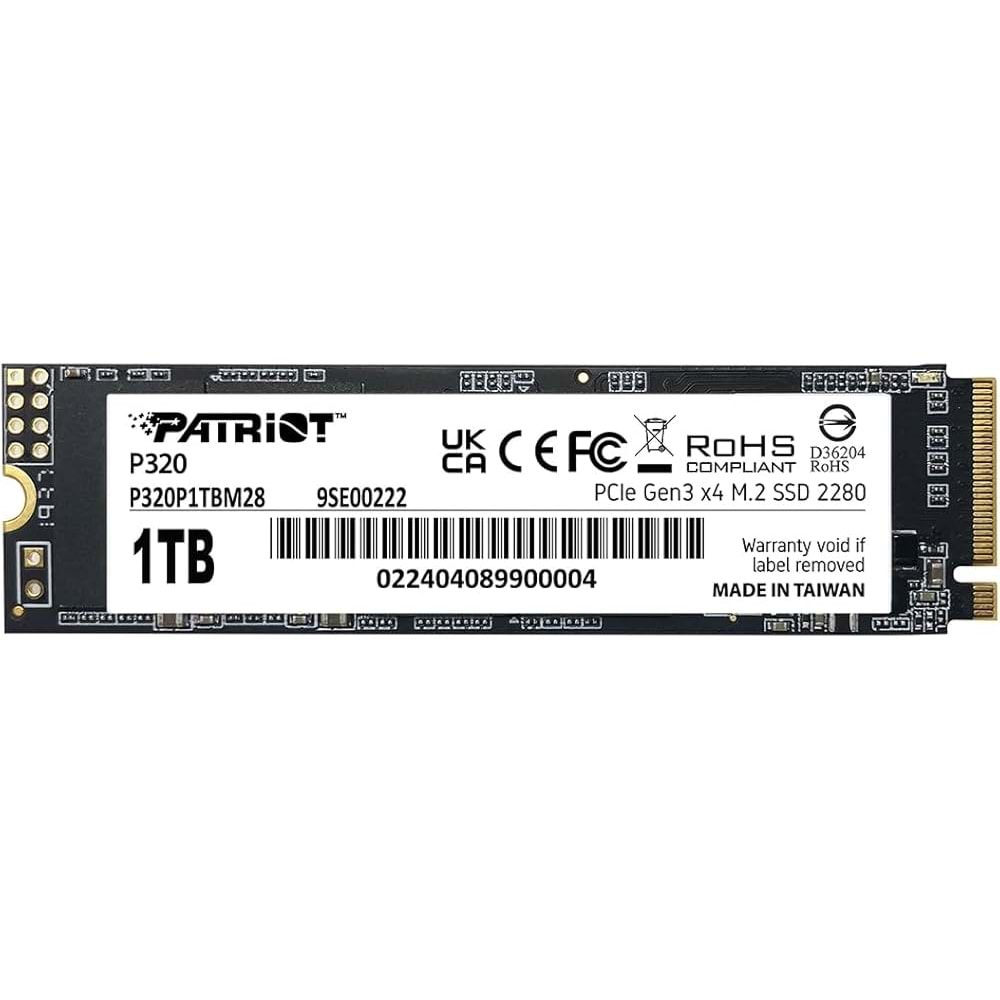 SSD PATRIOT P320 1TB 3300/2200MB/s NVMe PCIe Gen 3x4 M.2