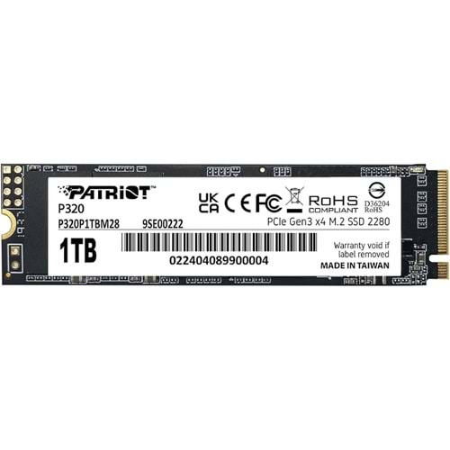 SSD PATRIOT P320 1TB 3300/2200MB/s NVMe PCIe Gen 3x4 M.2