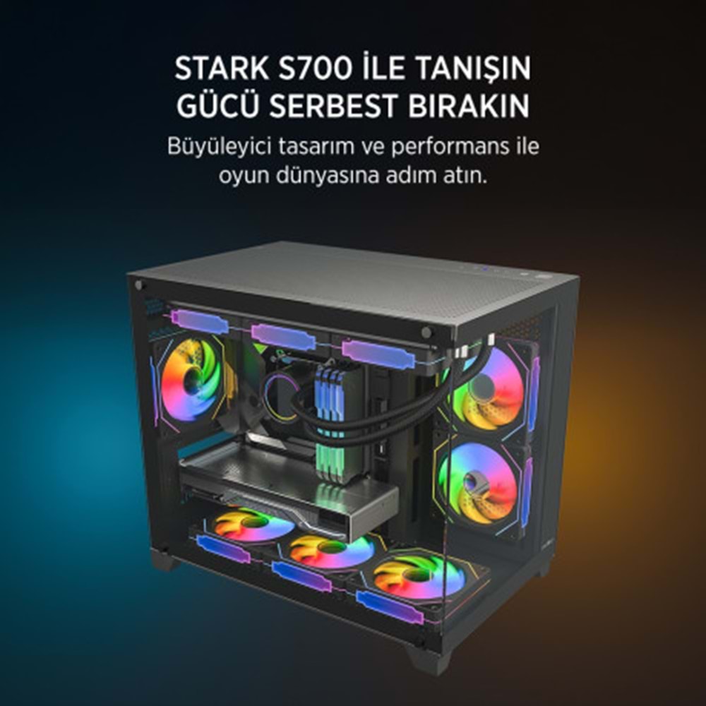 James Donkey Stark S700 3xARGB Temperli Cam 650W 80+ Bronze mATX Siyah