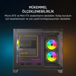 James Donkey Stark S700 3xARGB Temperli Cam 650W 80+ Bronze mATX Siyah