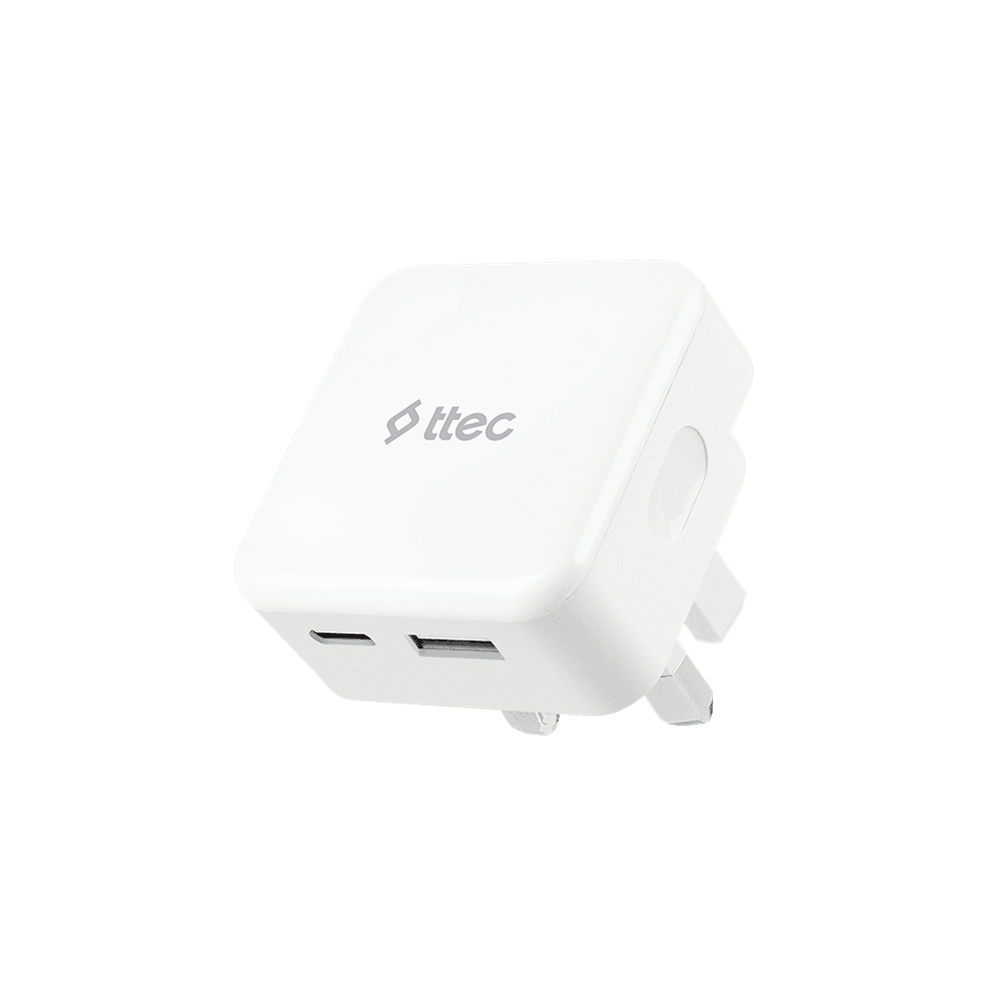 TTEC SMARTCHARGER DUO 2SCS25BUK USB-C/USB-A TRAVEL CHARGER