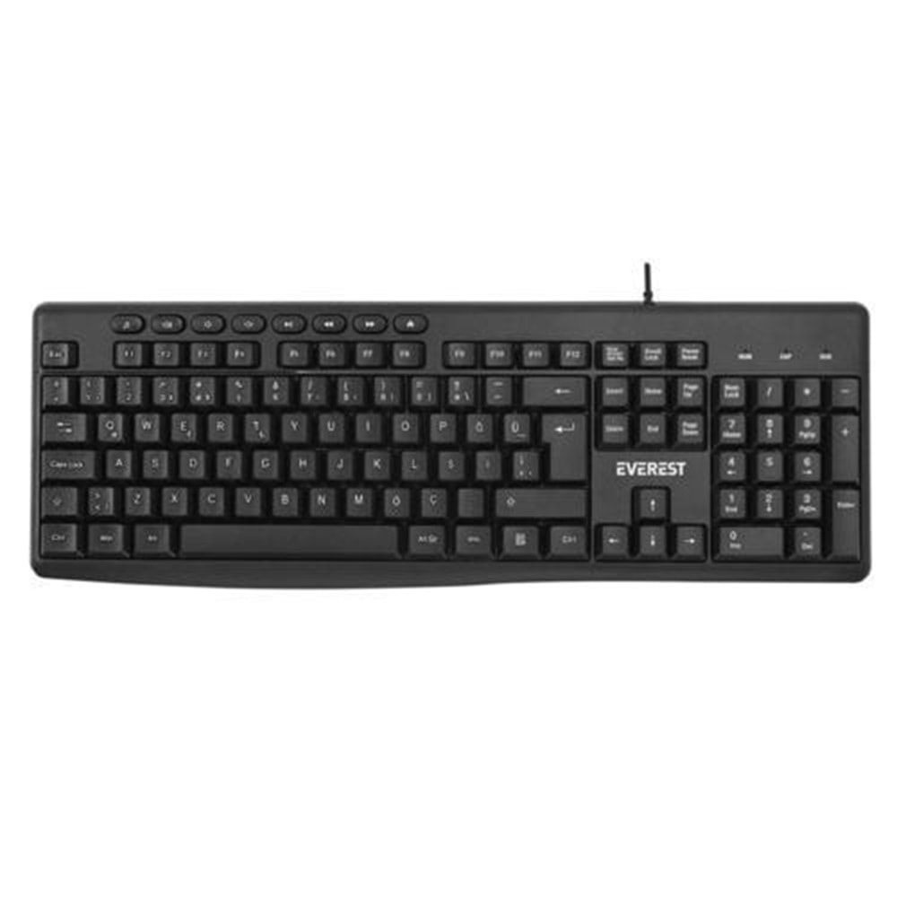 Klavye Everest KB-619 Siyah/Gri USB 2 Metre Kablolu Q MultimediA