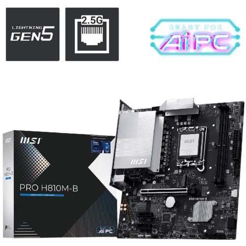 Anakart Msi Pro H810M-B Ddr5 6400Mhz (Oc) M.2 Matx 1851p